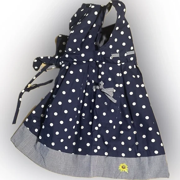 Blueberi boulevard dress navy w/polka dots & sunflower details - girl’s 4T - Picture 7 of 10